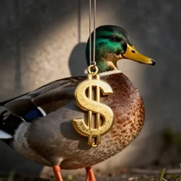 a mallard + dollar sign amulet