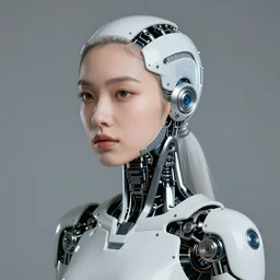 Beautiful Transhumanist girl with cybernetic attachments