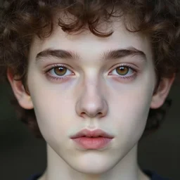 a boy with pale skin, brown eyes and brown curly hair, extremely detailed facial structure, extremely detailed and realistic eyes, photorealistic