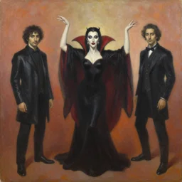 portrait of a dancing goddess of vampyres, oil on canvas, by jeffrey catherine jones and enki bilal and winslow homer