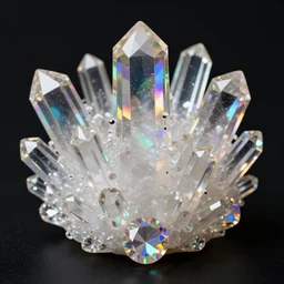 black background, material study, photo realistic holographic gemstones and crystals, translucent, beautiful, colorful, sharp focus, highly detailed, black background