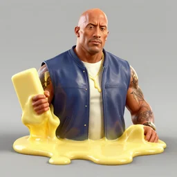a melting butter sculpture of dwayne the rock johnson grand theft auto 5 artwork
