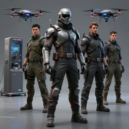 robot ninja mask combinaison suit in half - life 4 of drone portal fanart station concept design, global illumination ray tracing hdr fanart arstation by sung choi and eric pfeiffer and gabriel garza and casper konefal