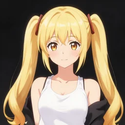 illustration of blonde twintail hair anime girl