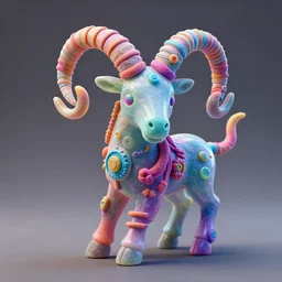 photo of a opalescent claymodel of a multicolored steampunk aries symbol, 3 d render, crisp, trippy, 8 k, fluorescent colors, insanely integrate