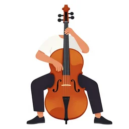 a cello on a transparent background, vector art by ram chandra shukla, shutterstock, arabesque, photoillustration, rendered in maya, flat shading