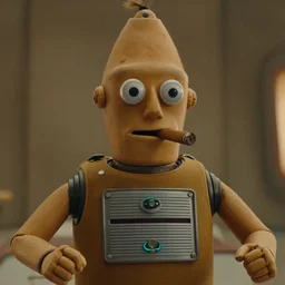 film still of bender with a panel in his chest and a cigar in his mouth in the new scifi movie, 4 k