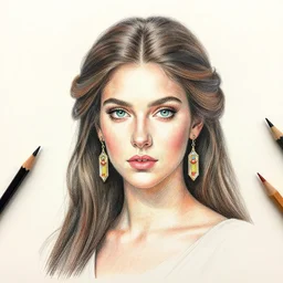 Colored pencil art on paper, Goddess Gaia Portrait, highly detailed, artstation, MasterPiece, Award-Winning, Caran d'Ache Luminance