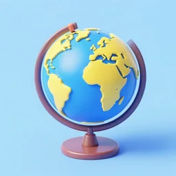 isometric globe conept in a cartoony style, 3 d render