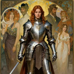 quarter length portrait of a armored female paladin, d & d, fantasy, luis royo, magali villeneuve, donato giancola, wlop, krenz cushart, hans zatka, klimt, alphonse mucha