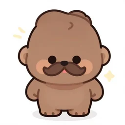 cute small happy kawaii chibi boulder troll with a mustache, studio trigger, 4 k, digital art, concept art