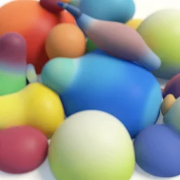 a close up of a bunch of different objects, a raytraced colorful image by benoit b. mandelbrot, behance, generative art, fractalism, biomorphic, greeble, rtx, vray, octane render, volumetric lighting, depth of field, 3 d