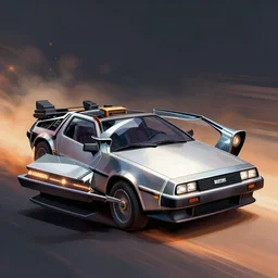 delorean time machine, masterpiece, digital art, artstation