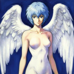 tonemapped portrait of angel soulless rei ayanami by ruan jia, yoshitaka amano, fauvism