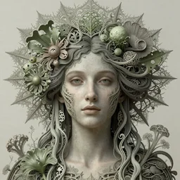 beautiful sun goddess face portrait by jean delville, ellen jewett, iris van herpen and james jean, art forms of nature by ernst haeckel, art nouveau, symbolist, visionary, gothic, fractal lace, intricate alien botanicals, ai biodiversity, surreality, hyperdetailed ultrasharp octane render