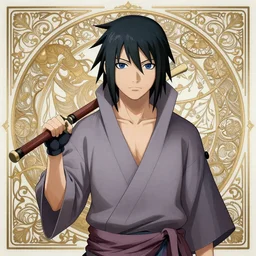 Sasuke Uchiha, fantasy, intricate, elegant, highly detailed, digital painting, artstation, concept art, matte, sharp focus, illustration, art by Artgerm and Greg Rutkowski and Alphonse Mucha