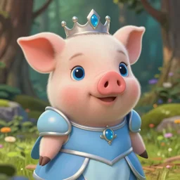 very cute and adorable little anthropomorphic piggy knight princess, big beautiful blue eyes, piglet, fantasy forest, pale blue outfit, pretty, semi realistic, hyper detailed, 8k, studio Ghibli, Pixar, Nintendo, DeviantArt, Instagram, Behance, Artstation, trending on artstation, Pixiv, Pixiv daily ranking, Yee Chong, Sydney Hanson, Mickael Lelièvre, Jaeyeon Nam, derevschikova, Ross Tran