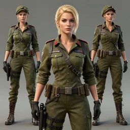 A blonde woman in a military uniform , visualartzi, dieselpunk, concept art by Karla Ortiz, James Paick, Charlie Bowater, Krenz Cushart, highly detailed, ultra detailed, ultra realistic, trending on artstation, cgstudio