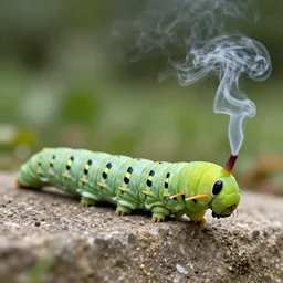 a huge caterpillar smoking