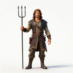 dashing imp with pitchfork, detailed 3d character render, full body, standing, isolated on a pure white background, centered, whole figure in frame, sharp focus, studio lighting