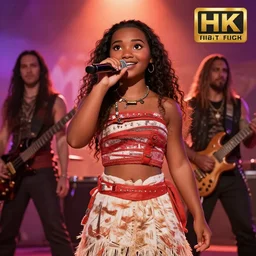 Moana as the lead singer of a black metal band. HQ, 4k