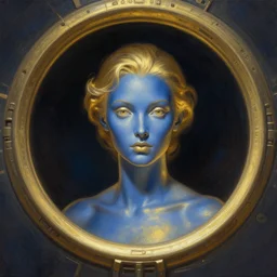 close up sci - fi portal ring traveller, blue and gold skin, elegant, highly detailed, centered, digital painting, concept art, smooth, sharp focus, illustration, artgerm, tomasz alen kopera, peter mohrbacher, donato giancola, joseph christian leyendecker, wlop, frank frazetta