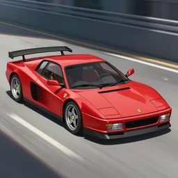 a ferrari testarossa in the style of initial - d anime, takumi fujiwara