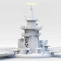 3 d sculpt of a john harris aircraft carrier tower structure, halo, star wars, ilm, star citizen halo, mass effect, high tech industrial, artstation unreal
