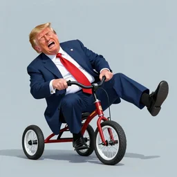 Donald Trump falling off his tricycle and crying