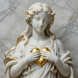 artistic render of reimu hakurei, art by alessio albi 8 k ultra realistic, marble, gold, heart, women, classical art, texture, trending on artstation, 4 k, hyperrealistic, focused, extreme details, unreal engine 5, masterpiece