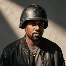 photo of kanye west with stahlhelm