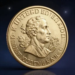 a massive dollar coin in the universe, sense of awe, breathtaking, highly detailed, 4 k, iridescent, beautiful design, art by greg rutkowski, peter mohrbacher, james gurney, syd mead,