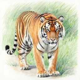 color pencil drawing of a tiger