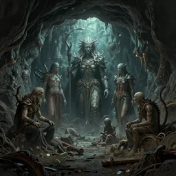 old gods in the depths of Stump House Tunnel, dreamscape, dramatic lighting, fantasy art illustration, trending on artstation, Aetherpunk