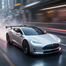 dream tron tesla light cycle race, hot wheels, wipe out, hyper realistic, concept art, smooth, high contrast, volumetric lighting, octane, raytrace, syd mead, artgerm, jim lee,