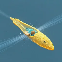 depiction of a diatom breaking the sound barrier