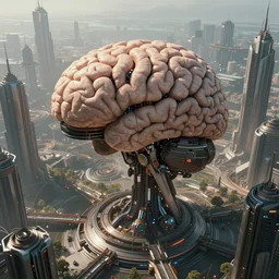 cult of technology, exterior, scifi, ultra realistic, highly detailed, brain in a vat!!, futuristic landscape, industrial, city, dystopian architecture, birds eye view, atmosphere, masterpiece, epic lighting, biotech, cinematic, art by jan urschel and neil blevins