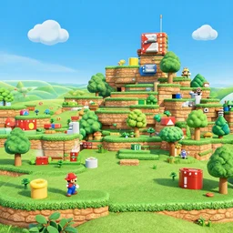 an entire landscape made out of nothing but Mario