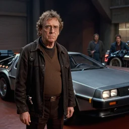 doc brown and the delorean in a scene from star wars ( 1 9 7 7 )