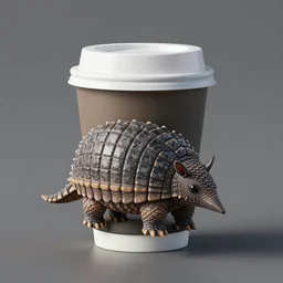 a coffe cup with the skin like an armadillo, octan render, ultra realistic