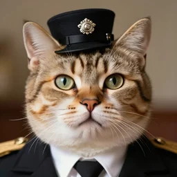 a cat dressed like a 1 9 3 0's dictator, close up angle, moustache