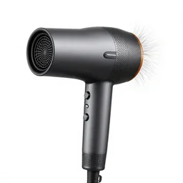 voxel hair dryer, photorealistic, isolated on a pure white background, centered, entire object in frame, sharp focus, soft studio lighting