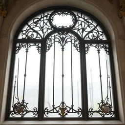 photo of a beautiful window, large intricate details, art nouveau, iron frame, world of warcraft