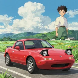 1 9 9 0 mazda miata, miyazaki, ghibli, anime