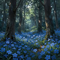 forest with flowers blue, Digital Matte Illustration by Dan Mumford, lisa frank