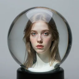 glass sphere with the face of a girl, ex machina