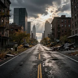 new york abandoned, post apocalyptic, damage road