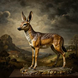 a jackalope statue by Hieronymus Bosch