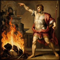 renaissance painting of nero setting rome on fire, ultra details, by michelangelo, 4 k