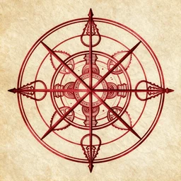 masterpiece, symmetrical occult summoning sigil calligraphy, old stained paper texture, elegant crimson and black ink linework, by leonardo da vinci, h. r. giger, biomechanical, alchemy, monogram